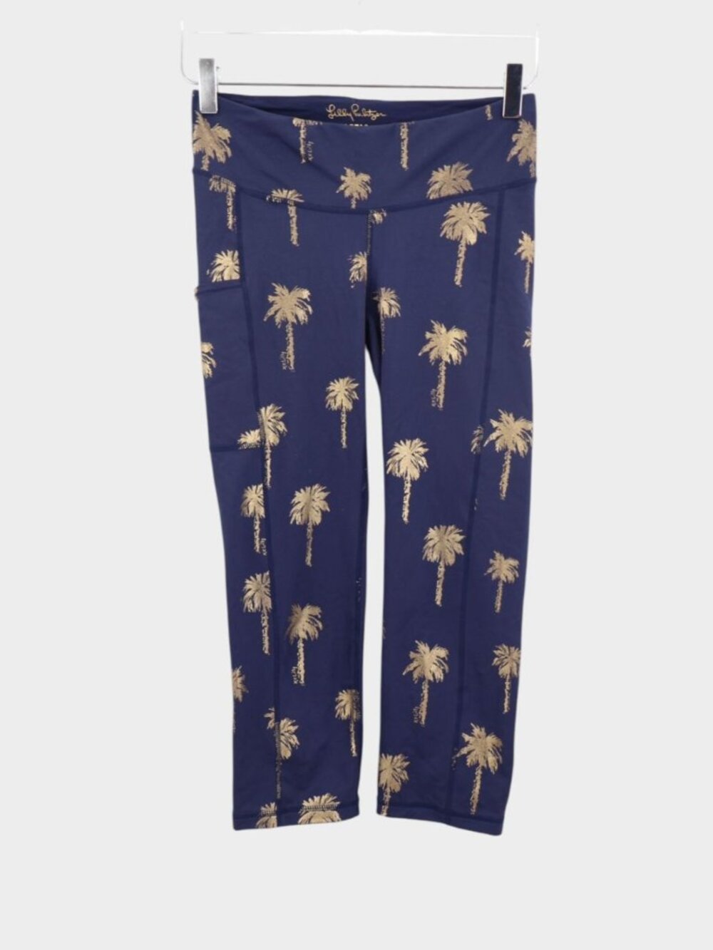 LILLY PULITZER Weekender Crop Leggings True Navy Sunset Safari Palms Size Small - Picture 1 of 11